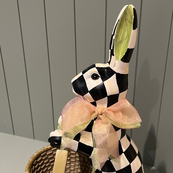 Mackenzie-Childs Courtly Check Basket Bunny -Easter-NEW CONDITION - Picture 3 of 10
